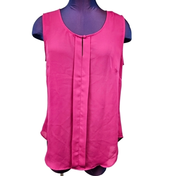 Laundry by Shelli Segal Hot Pink Sleeveless Chiffon Blouse Size‎ Medium Women - Picture 7 of 7